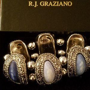 R.J. Graziano Blue and Silver chunky stretch bracelet vintage 1990's